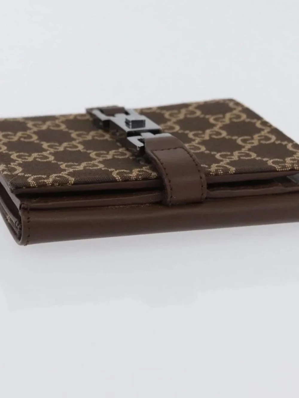 GUCCI GG Canvas Jackie Wallet Brown Silver 035 2773 2131 Auth am10798V